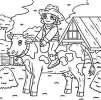 Cowgirl und das Vieh Färbung Seite zum Kinder vektor