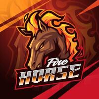 Feuer Pferd Esport Maskottchen Logo Design vektor