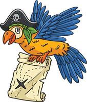Pirat Papagei mit Karte Karikatur farbig Clip Art vektor