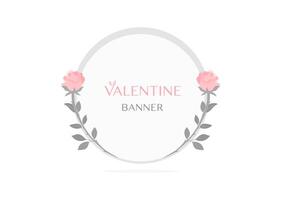 Valentinstag Süss Rosa Rahmen mit Rose Blume Banner Hintergrund vektor