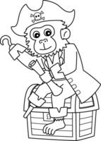 Pirat Affe isoliert Färbung Seite zum Kinder vektor