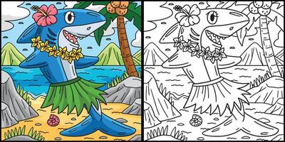 Hai tragen Blumen und Hula Rock Illustration vektor