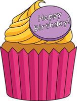 glücklich Geburtstag Cupcake Karikatur farbig Clip Art vektor