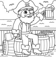 Pirat Trinken Rum Färbung Seite zum Kinder vektor
