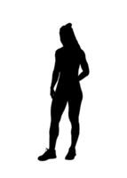 Vektor von Sport Mädchen Gymnastik Übung posiert Silhouetten isoliert auf Weiß Hintergrund