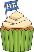 Lycklig födelsedag muffin tecknad serie färgad ClipArt vektor