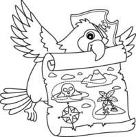 Pirat Papagei halten ein Schatz Karte isoliert vektor