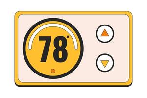termostat regulator 2d linjär tecknad serie objekt. vändning ner värme. optimalt temperatur kontrollant isolerat linje vektor element vit bakgrund. sparande energi inomhus Färg platt fläck illustration