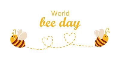 värld öl dag av 20 Maj. baner med söt honung bin i platt-lay stil för webb använda sig av, utskrift, banderoller, bakgrunder. fira värld bi dag och omtänksam för bin. biodling och djur- vård vektor