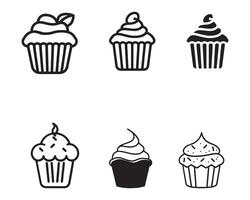 Cupcake einstellen Vektor auf Weiß Hintergrund Lager Illustration