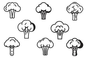 broccoli vegetabiliska ttock uppsättning vektor design på vit bakgrund illustration