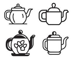 Tee Kessel Stelle Vektor Linie Symbol auf Weiß Hintergrund Illustration