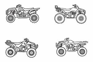 atvs einstellen Gliederung Vektor Illustration auf Weiß Hintergrund