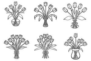 Lilien Strauß einstellen Vektor Design auf Weiß Hintergrund Illustration