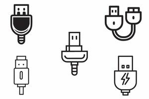 uSB hamn uppsättning översikt vektor illustration på vit bakgrund