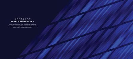 abstrakt mörk blå lutning täcka över bakgrund med modern geometrisk fyrkant form grafisk element. Marin blå Ränder diagonal papper skära baner kostym för broschyr, affisch, hemsida, rubrik, företags- vektor