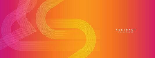 abstrakt orange, Rosa Gradient winken Kreise Linien Technologie Netz Banner Hintergrund. modern Gelb, lila Gradient mit glühend Linien und glänzend geometrisch diagonal gestalten zum Broschüre, Abdeckung, Header vektor