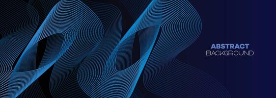 dunkel Blau abstrakt Banner Hintergrund mit glühend geometrisch Kreise Linien. modern Marine Blau Gradient glänzend Linien Muster und futuristisch Technologie Netz Hintergrund zum Broschüre, Abdeckung, Poster, Header vektor