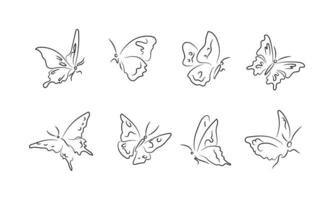 Schmetterlinge skizzenhaft Bürste Tinte Gliederung vektor