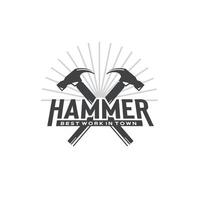 Jahrgang retro Hipster Kreuz Hammer. Logo Zimmerei Werkzeuge Silhouette Symbole vektor