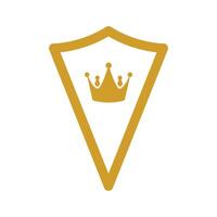 Gold Schild und König Symbol Vektor Design Vorlage