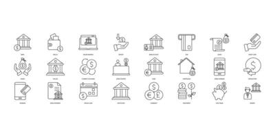 Bank ikoner uppsättning. uppsättning av redigerbar stroke icons.vector uppsättning av Bank vektor