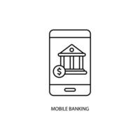 Handy, Mobiltelefon Bankwesen Konzept Linie Symbol. einfach Element Illustration. Handy, Mobiltelefon Bankwesen Konzept Gliederung Symbol Design. vektor