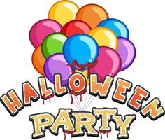 Halloween-Party-Wortlogo mit bunten Luftballons vektor