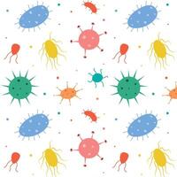 flerfärgad barns mönster av mikrober och bakterie vektor