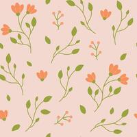 vektor blommig mönster med blommor på persika bakgrund