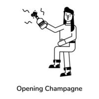 trendig öppning champagne vektor