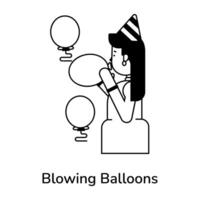 trendig blåser ballonger vektor