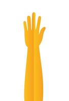 Silhouette mit einem Arm, einer Hand und fünf Fingern gelber Farbe auf weißem Hintergrund vektor