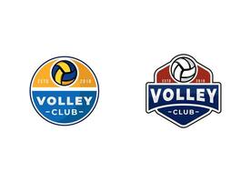 Vektor Volleyball Meisterschaft Logo mit Ball. Sport Abzeichen zum Turnier oder Meisterschaft.