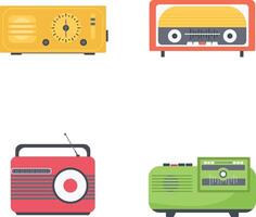 samling av gammal radio stereo. retro radio stil på vit bakgrund. vektor illustration