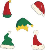 Sammlung von Weihnachten Santa Hut. einfach Design, Vektor Illustration