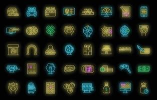 lotteri ikoner uppsättning vektor neon