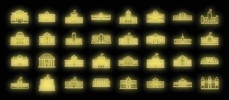 Parlament Gebäude Symbole einstellen Vektor Neon-