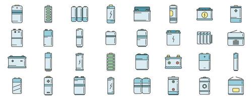 aufladen Batterie Symbole einstellen Vektor Farbe Linie
