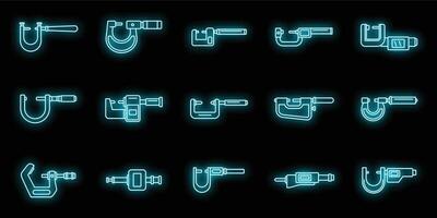 industriell Mikrometer Symbole einstellen Vektor Neon-