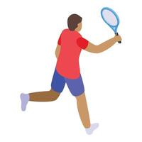 Laufen Tennis Spieler Symbol isometrisch Vektor. Sport Spaß vektor