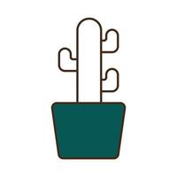 Kaktuspflanze innerhalb der Topflinie und Füllstilikonenvektordesign vektor