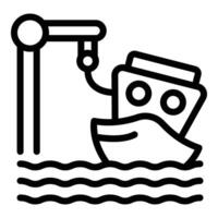 Schiffswrack Symbol Gliederung Vektor. Marine Meer Versicherung vektor