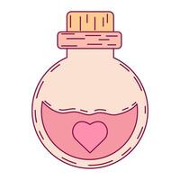 kärlek trolldryck flaskor. flaska med hjärta formad vektor
