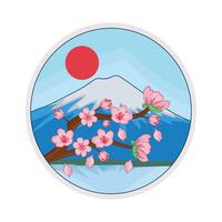 illustration av fuji berg och körsbär blomma vektor