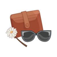 Illustration von Brieftasche mit Sonnenbrille vektor