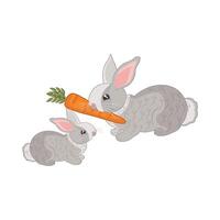Illustration von Hase mit Karotte vektor