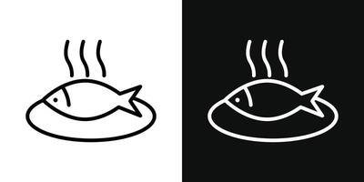 kokta fisk ikon vektor