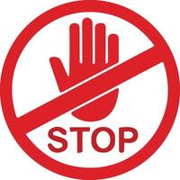 sluta röd tecken ikon med vit hand, do inte stiga på. varning sluta tecken stock vektor