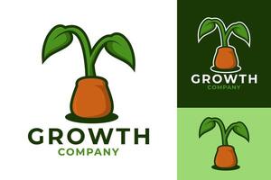 tillväxt växa företag träd växt logotyp design vektor
